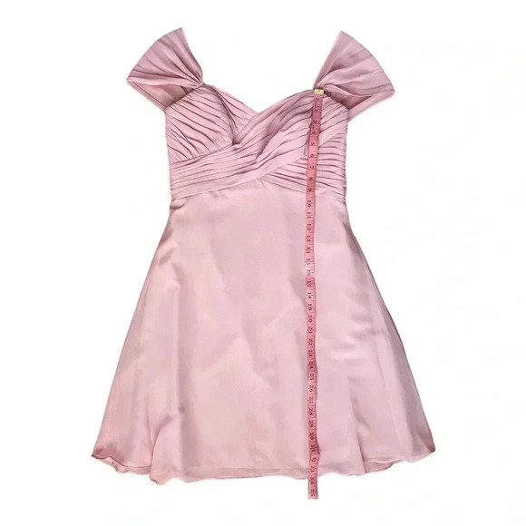 ALFRED ANGELO Pink Chiffon Fit & Flare Dress Sweatheart Neckline Cap Sleeve 12 - Picture 6 of 10